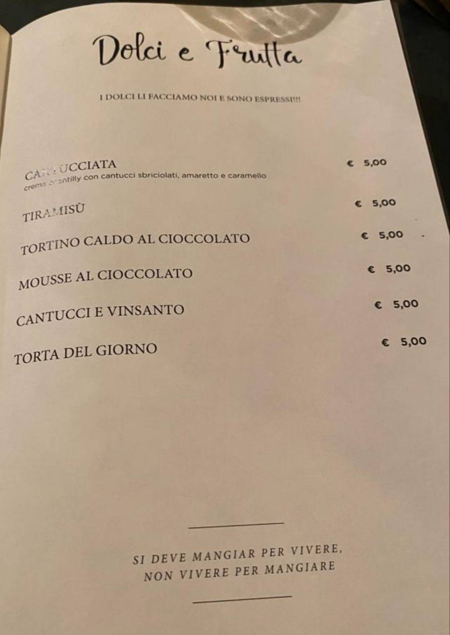 Menu di Osteria Toscano 
