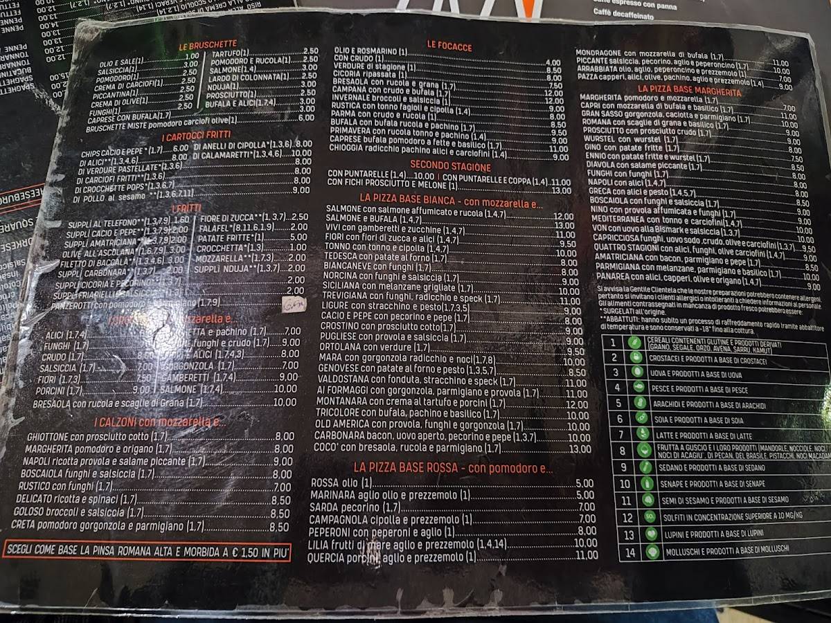 Menu di Osteria Zazà 