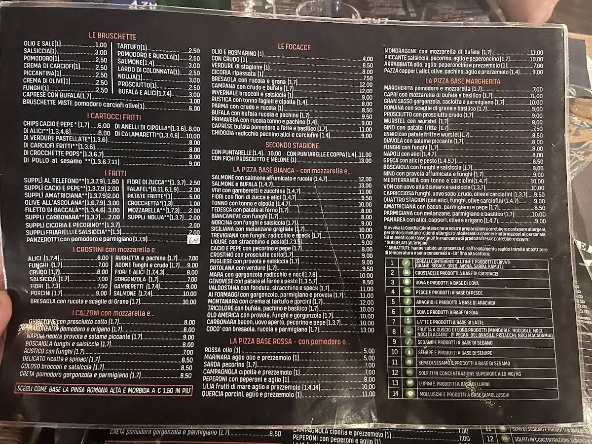 Menu di Osteria Zazà 