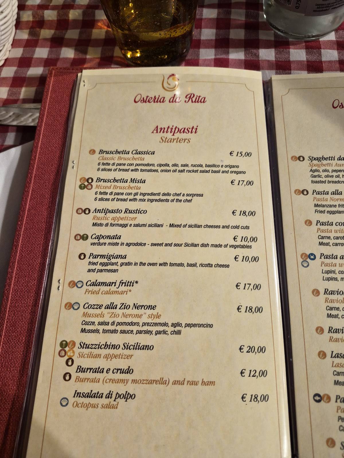 Menu di Osteria da Rita (dal 1991) 
