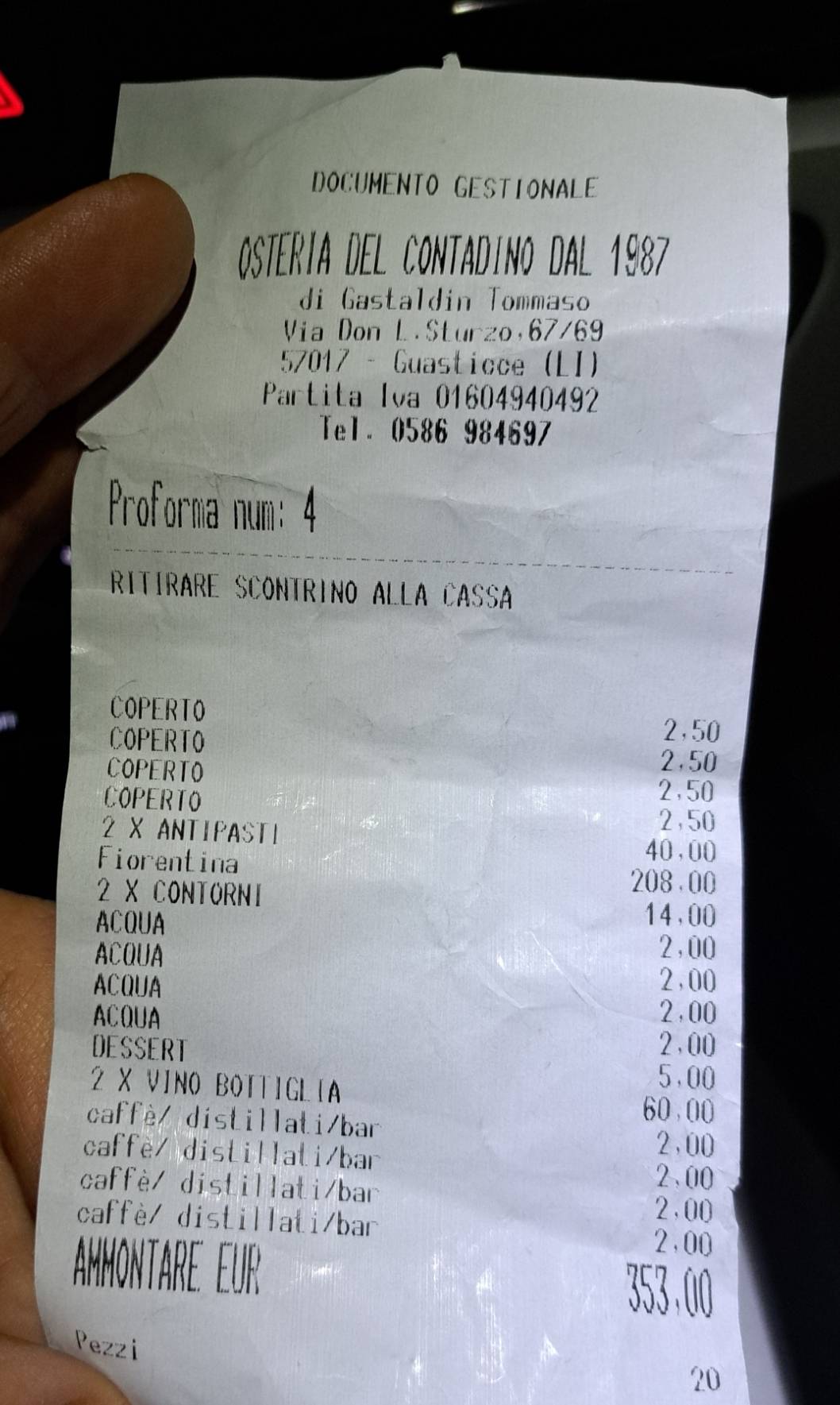 Menu di Osteria del Contadino 