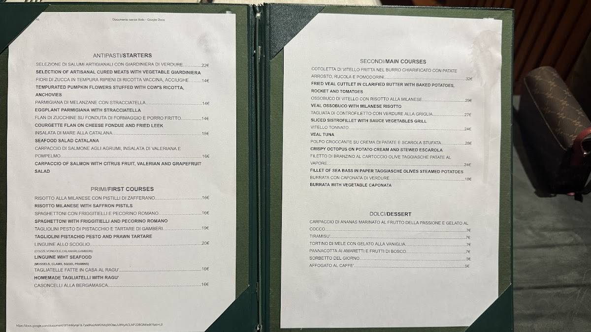 Menu di Osteria della Darsena 
