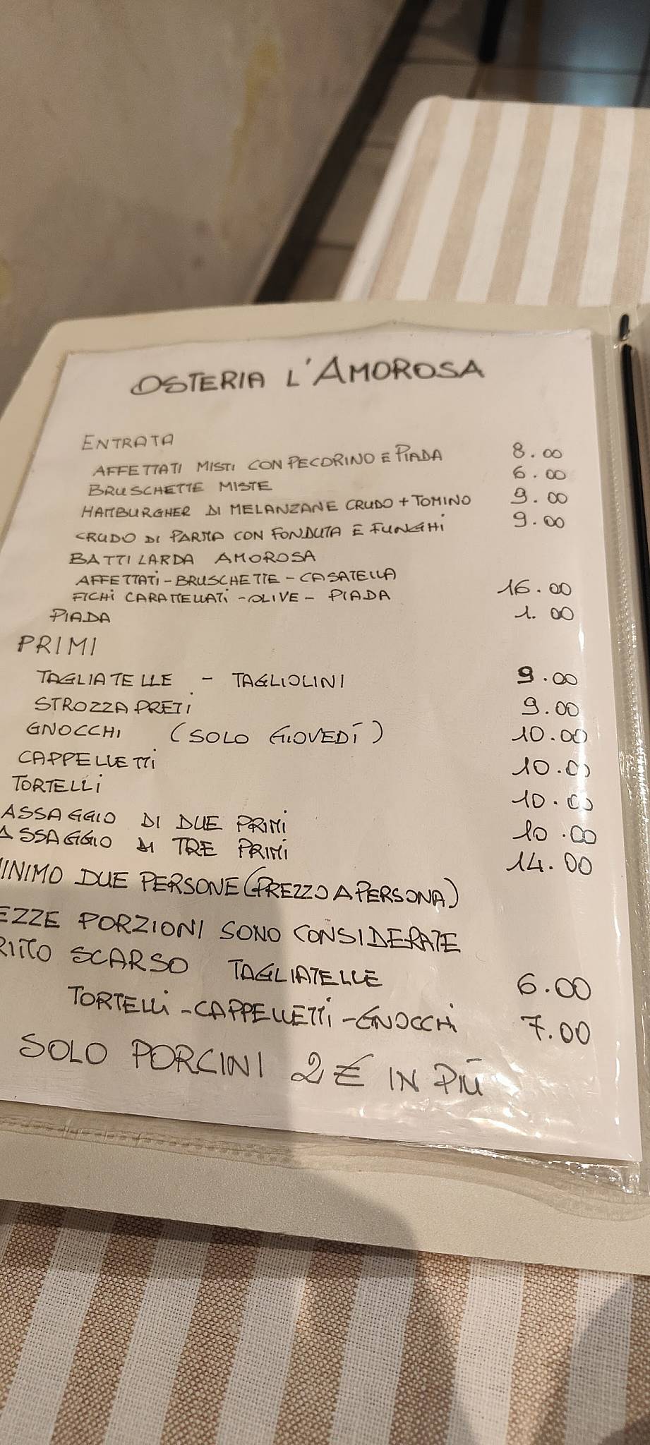 Menu di Osteria l'Amorosa 