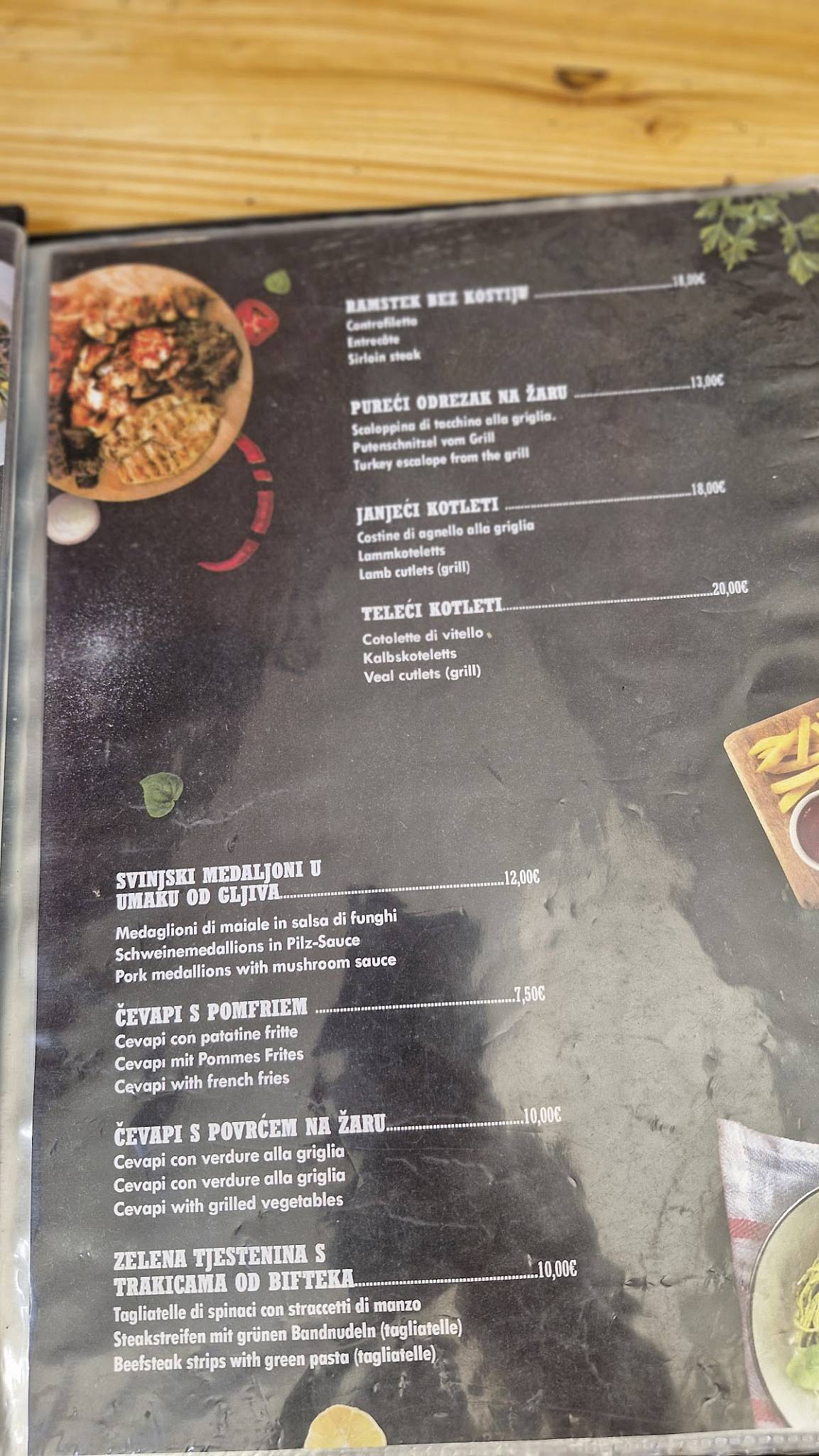Menu di Bistro Ribič 
