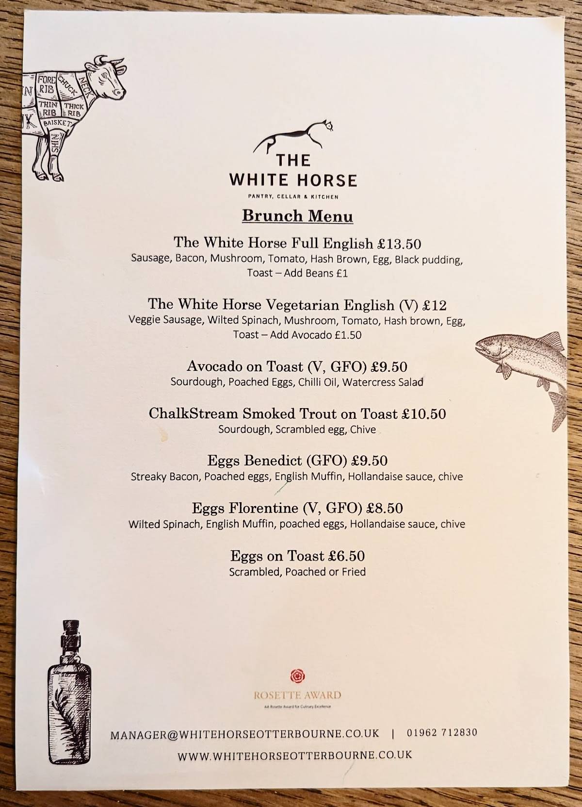 Menu at The White Horse Otterbourne pub & bar, Winchester