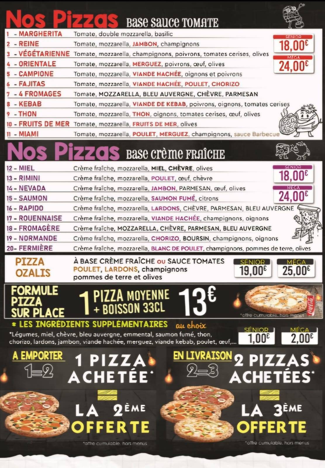 Menu de Ozalis Resto - Kebab au feu de bois, Pain & frite fait maison - Naan, Pizzas, Tacos, Burgers - Rouen