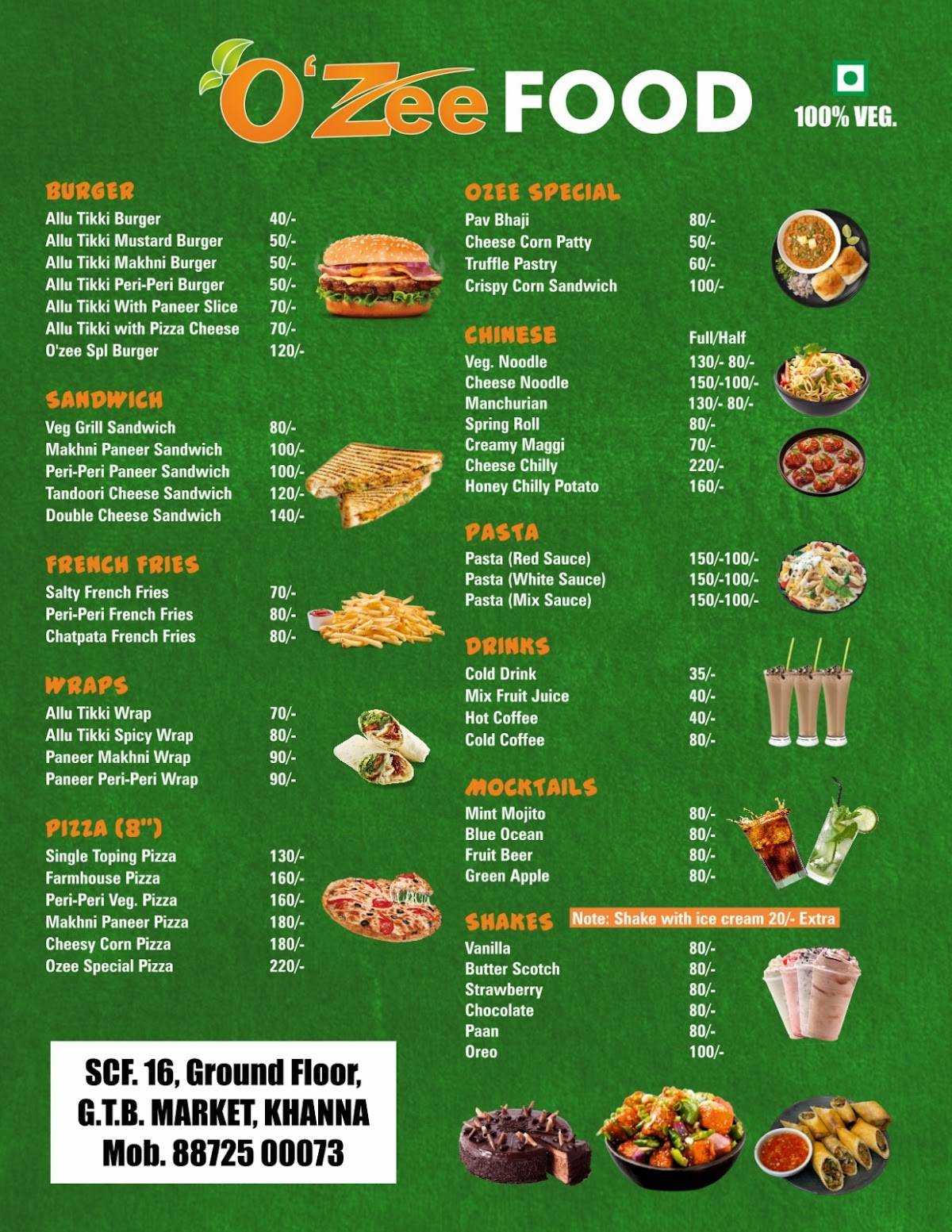 Ozee Food - since 2015 - Oldest cafe of khanna menu