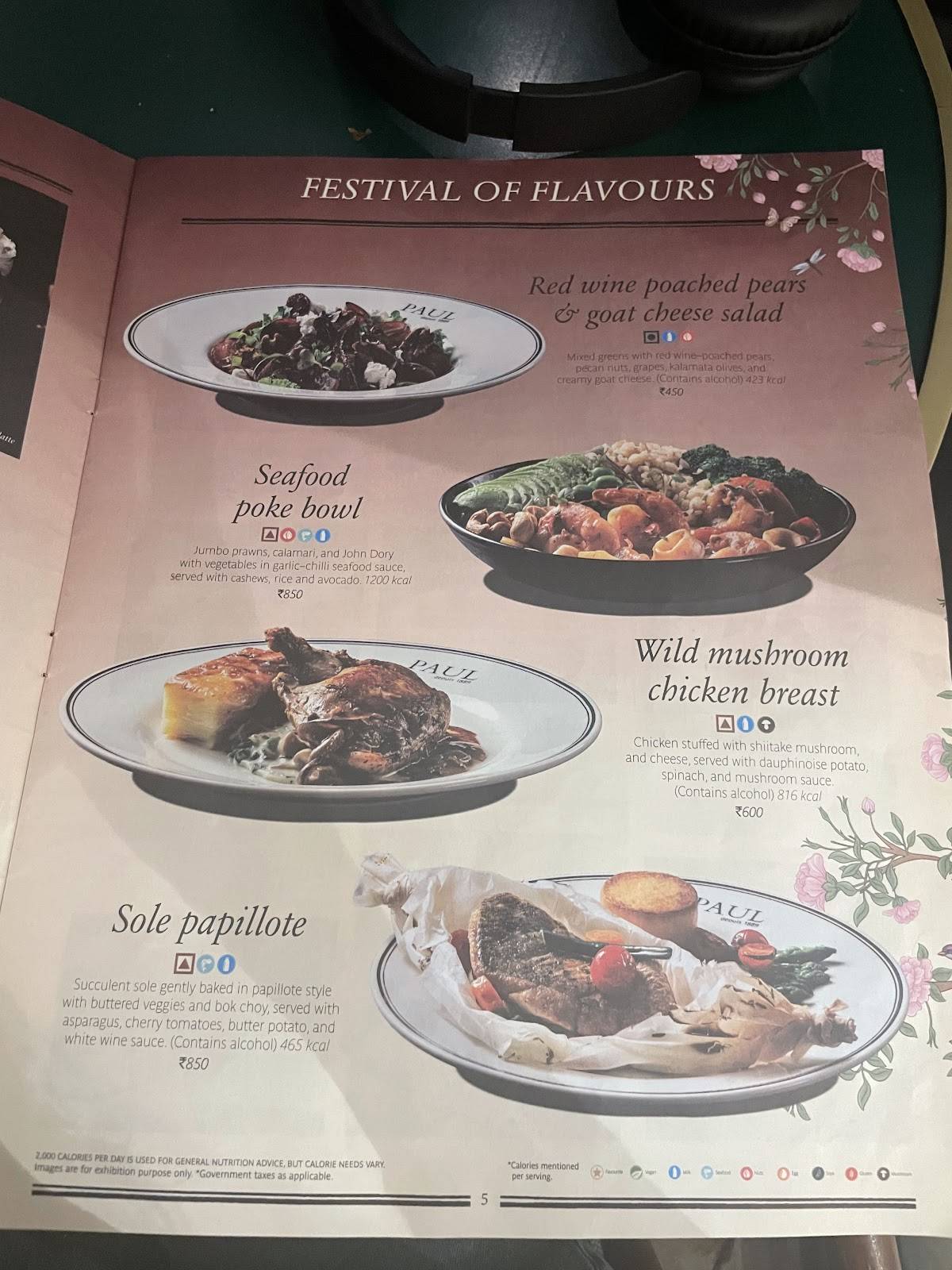 PAUL menu