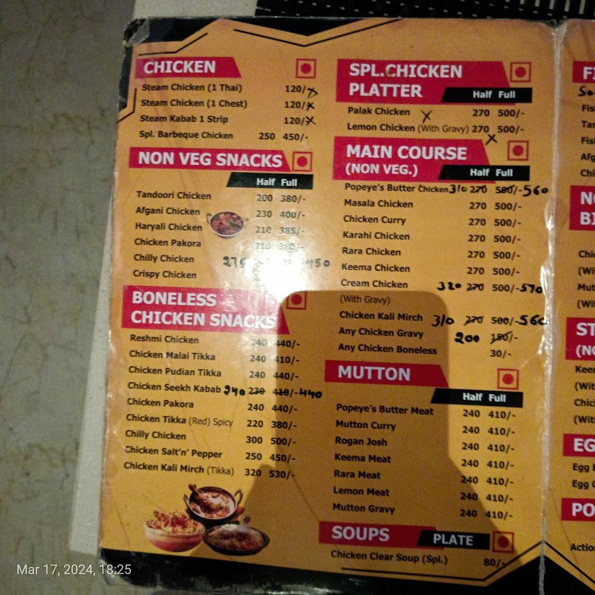 POPEYE’S CHICKEN menu