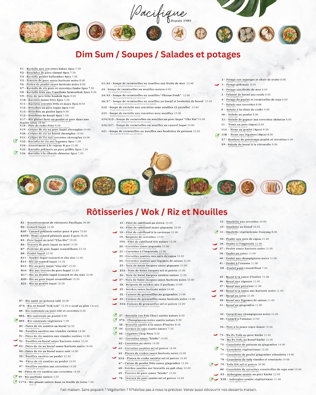 Menu de Pacifique
