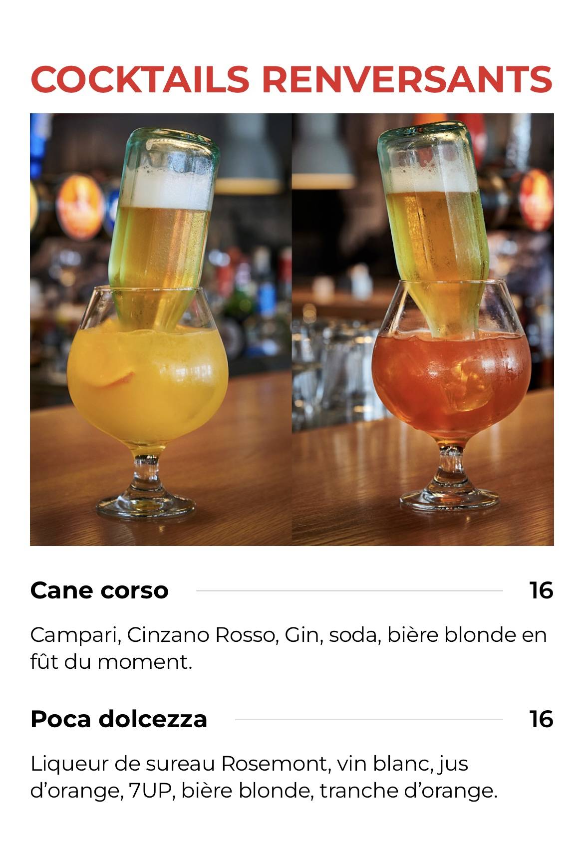 Menu de Pacini Trois-Rivières