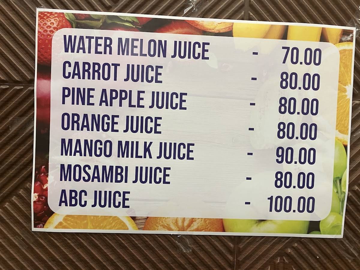 Pai Brothers Fast Food menu