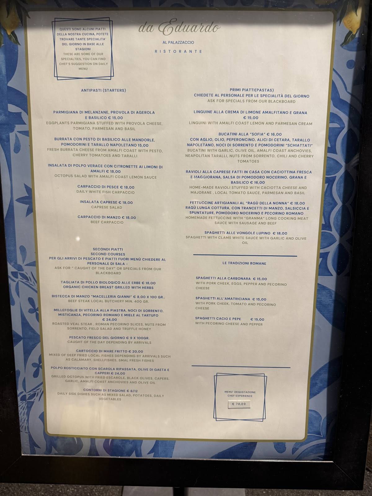 Menu di Ristorante Da Eduardo 