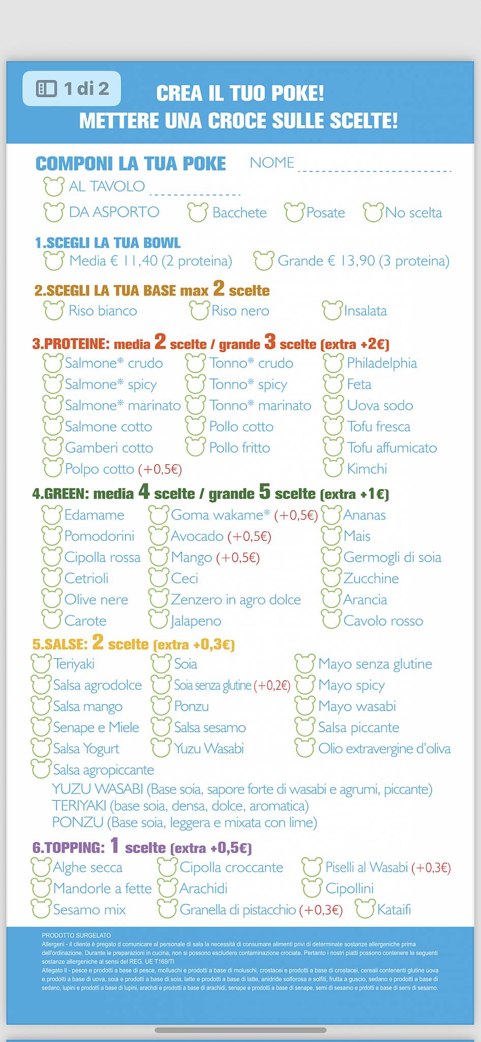 Menu di Panda Club Poke by BluBlu Poke 