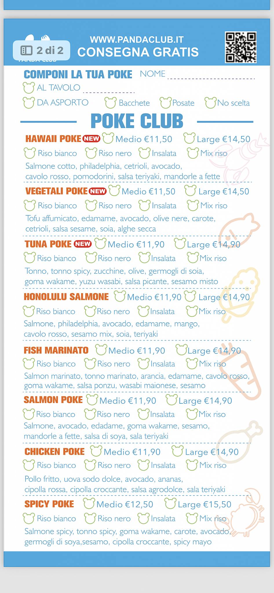 Menu di Panda Club Poke by BluBlu Poke 