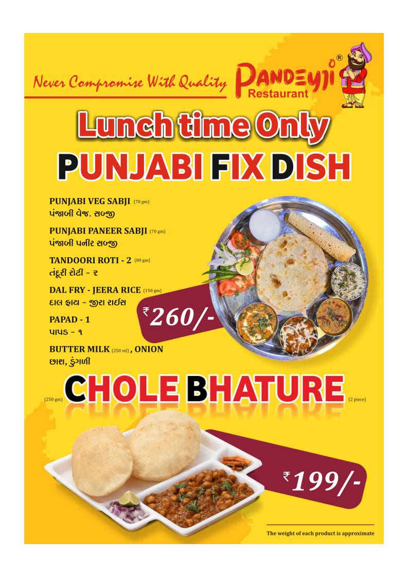 Pandeyji Restaurant & Parcel Point menu