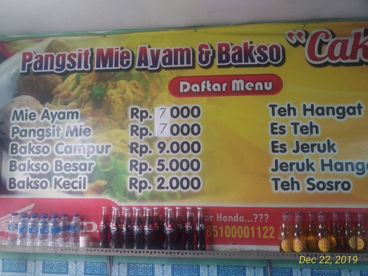 Carta Del Restaurante Pangsit Mie Ayam And Bakso Cak Mo Mangliawan