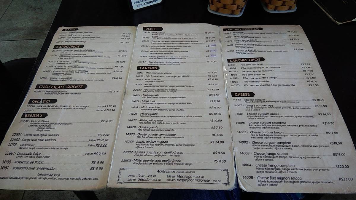 Panificadora Formosa cardápio