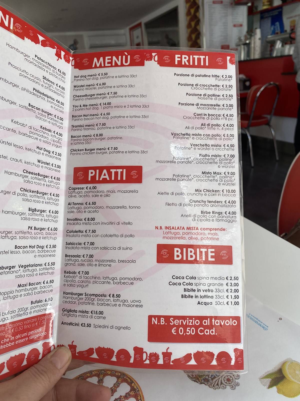 Menu di Paninoteka PK 1982 s.r.l. 