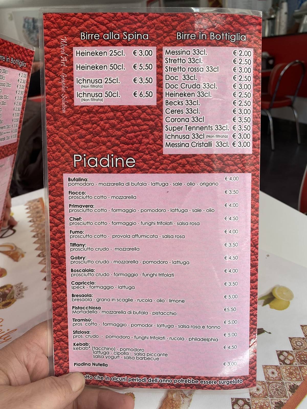 Menu di Paninoteka PK 1982 s.r.l. 