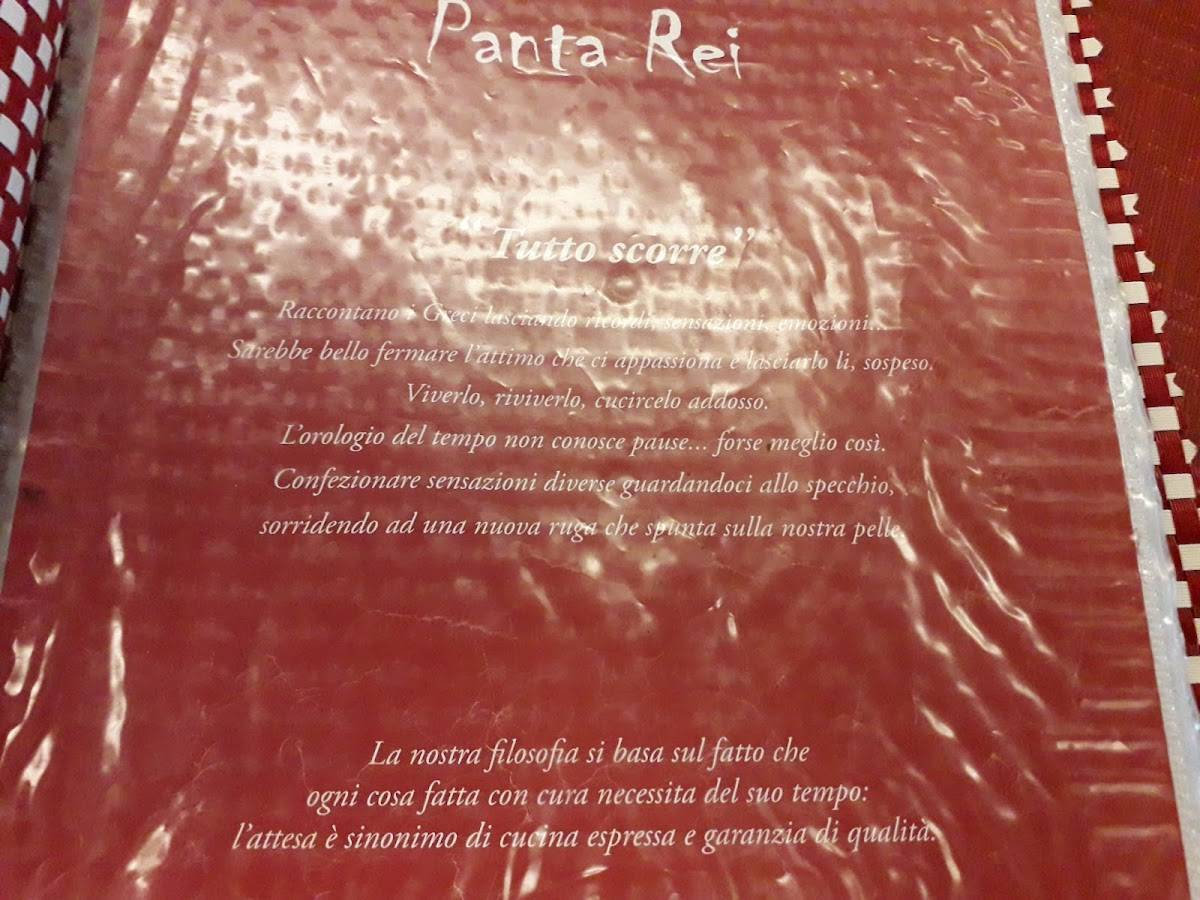 Menu di Panta Rei Ristorante 