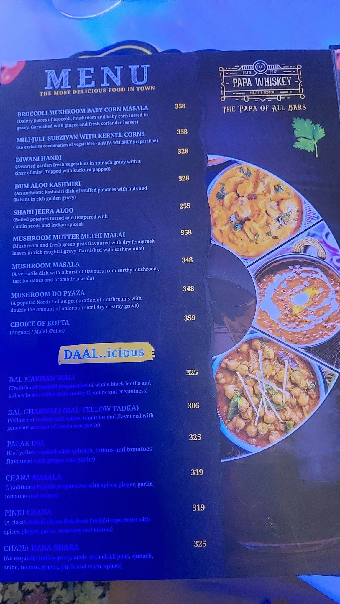 Papa Whiskey Pathankot menu