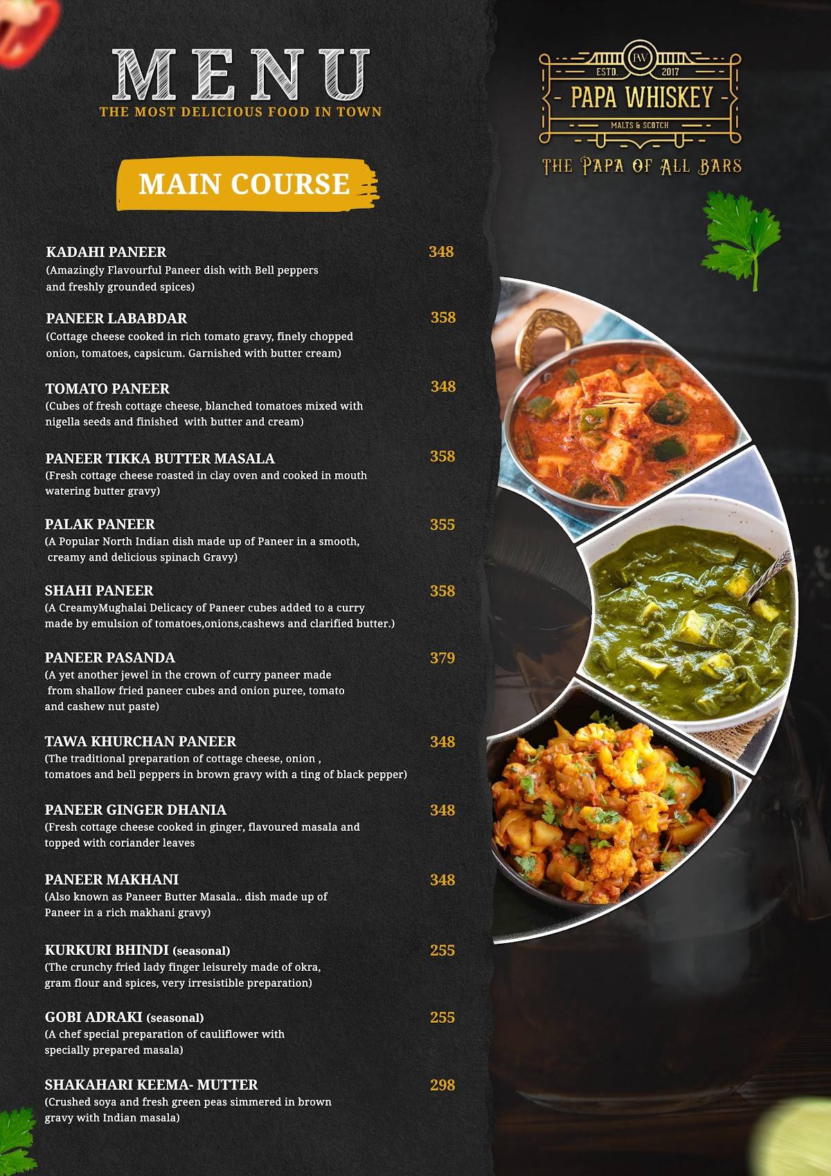 Papa Whiskey Pathankot menu