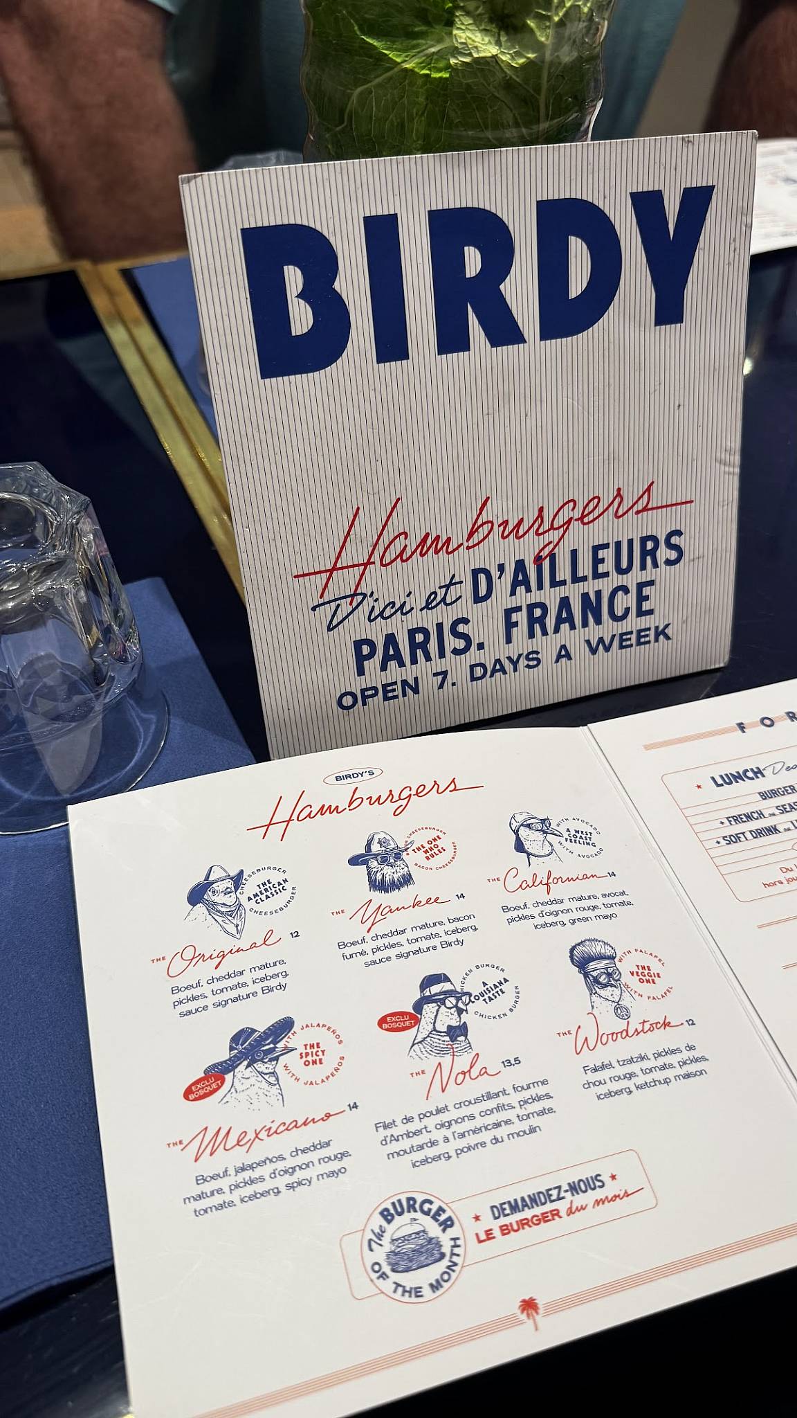 Menu de Birdy