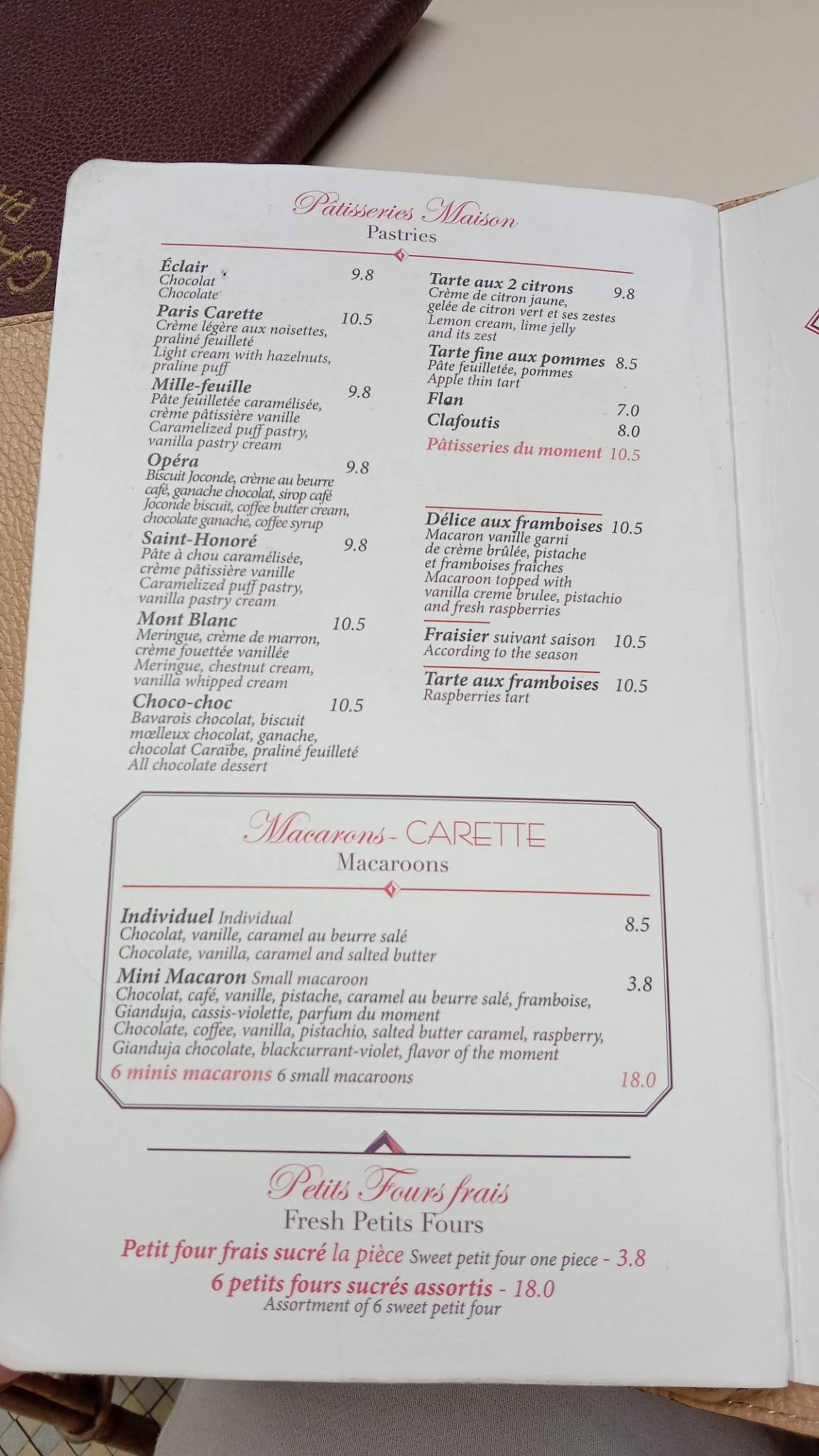 Menu de Carette