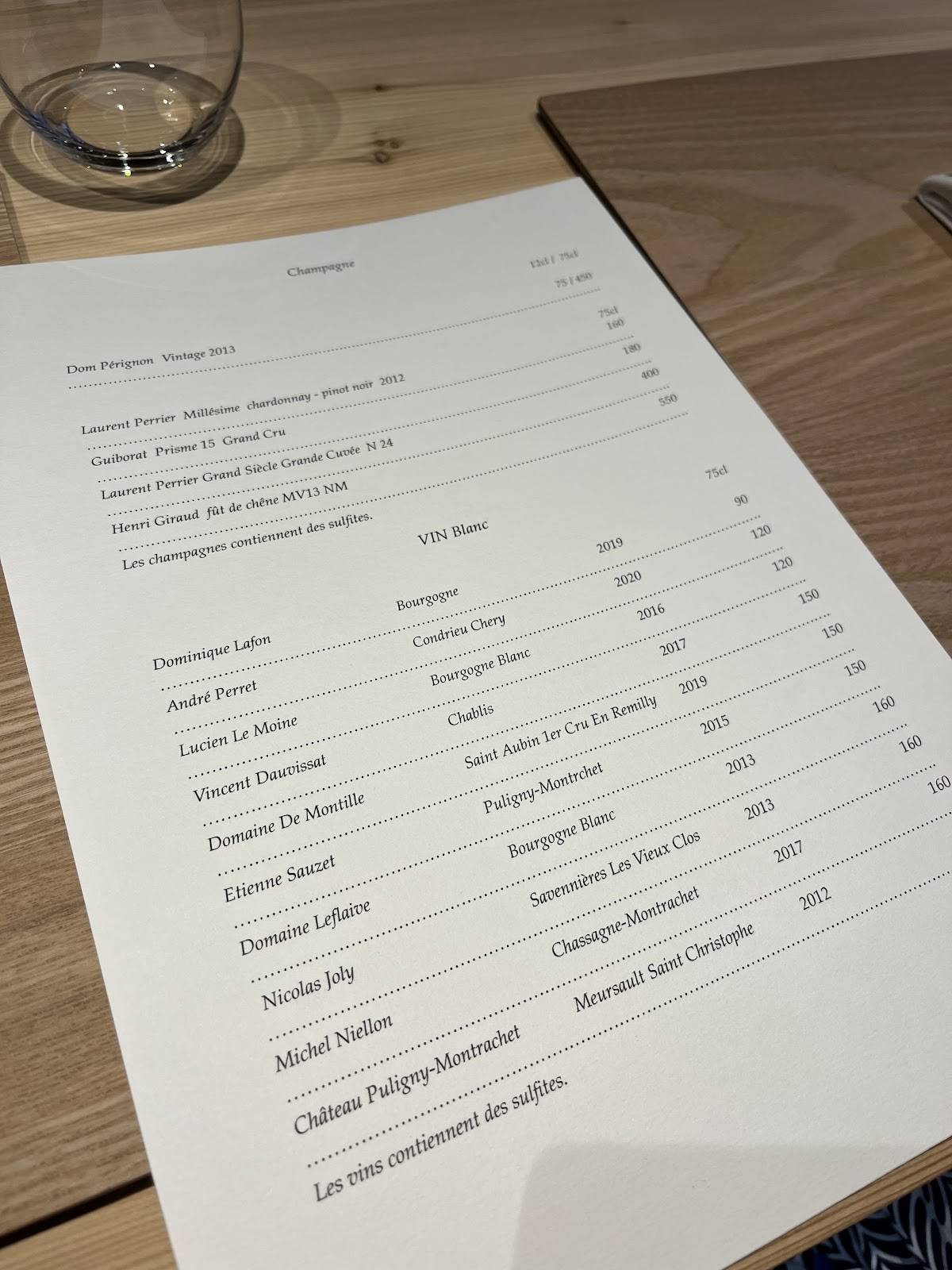 Menu de JIN Saint-Honoré