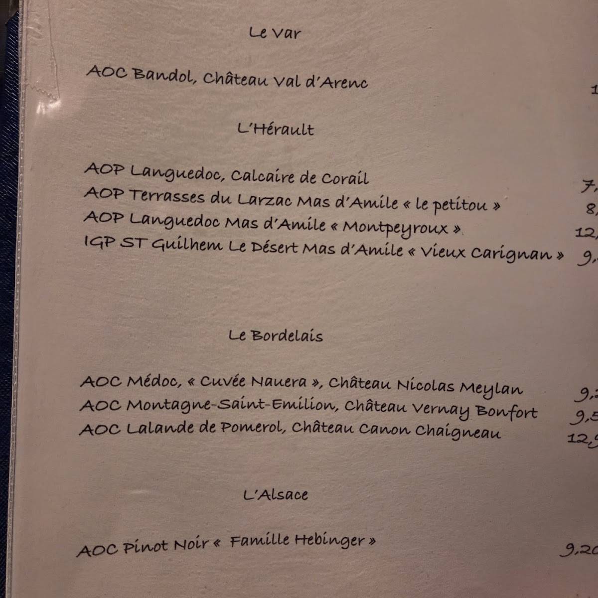 Menu de L'ABRAISE