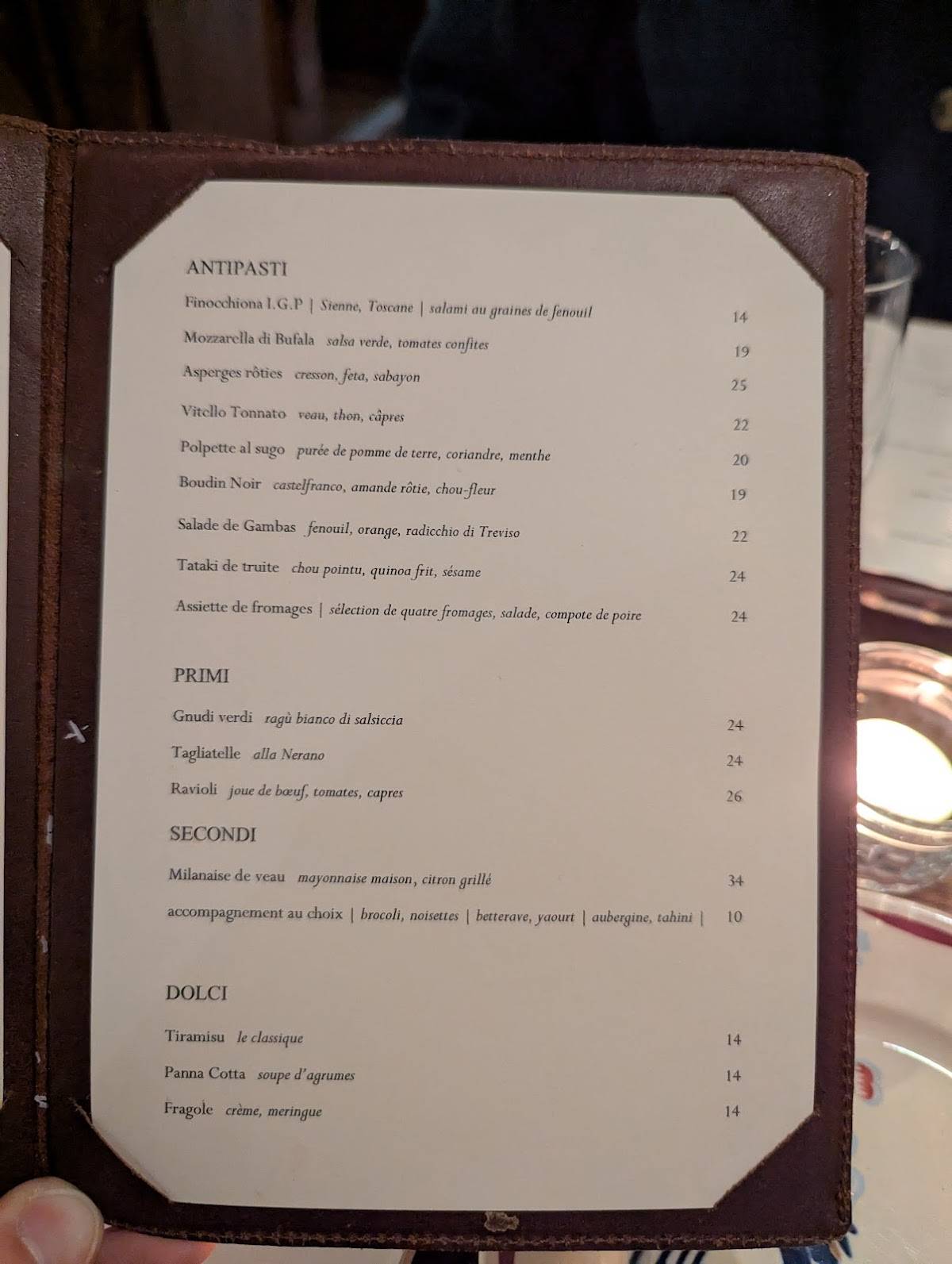 Menu de Racines