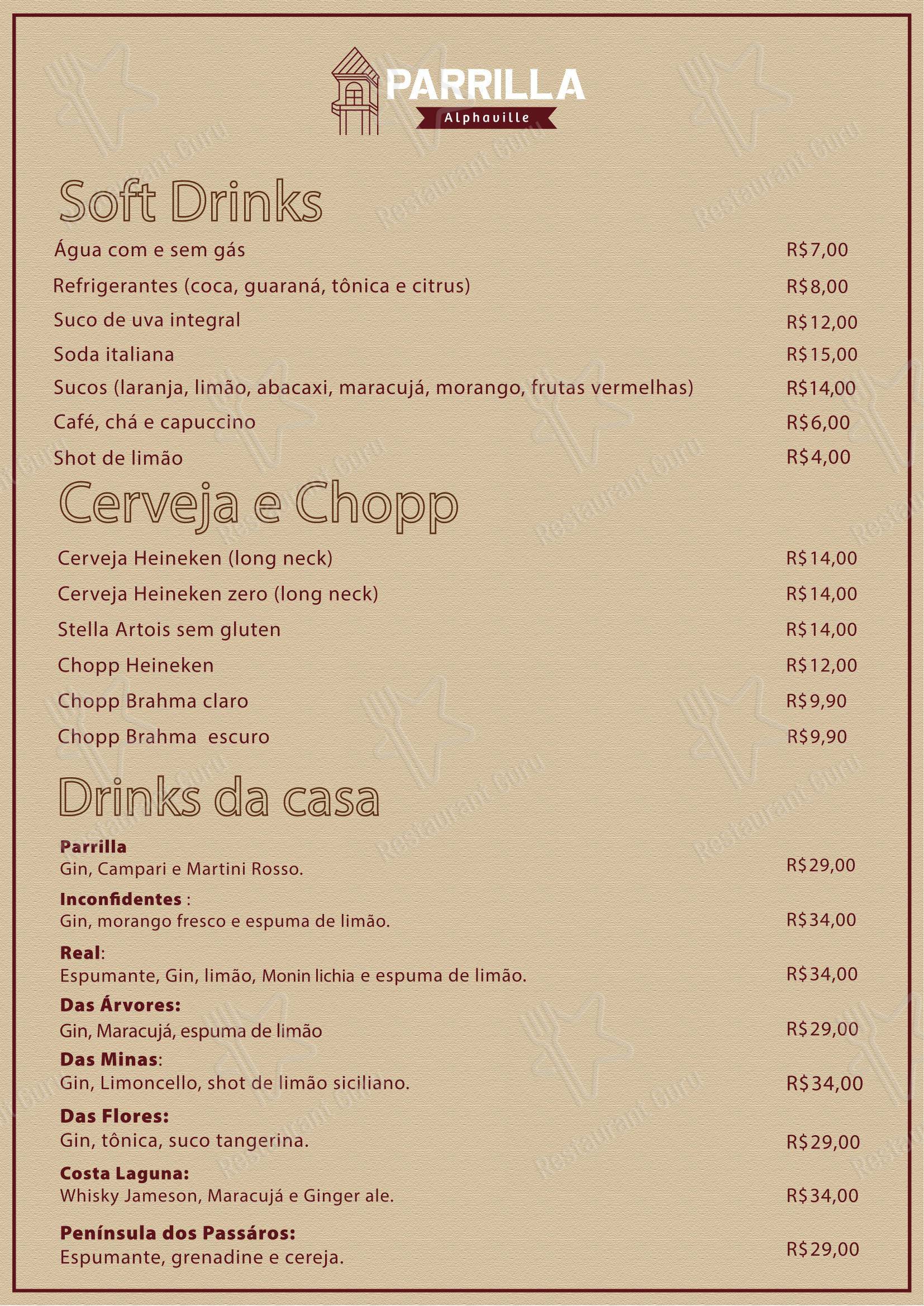 Parrilla Alphaville em Nova Lima - Menu bar