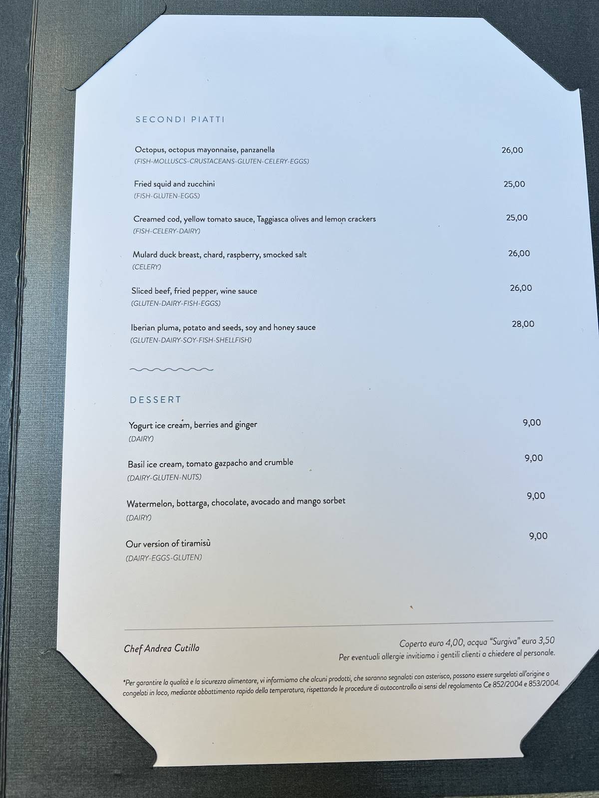 Menu di Particolare Milano 