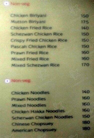 Pascah Multicuisine Restaurant menu