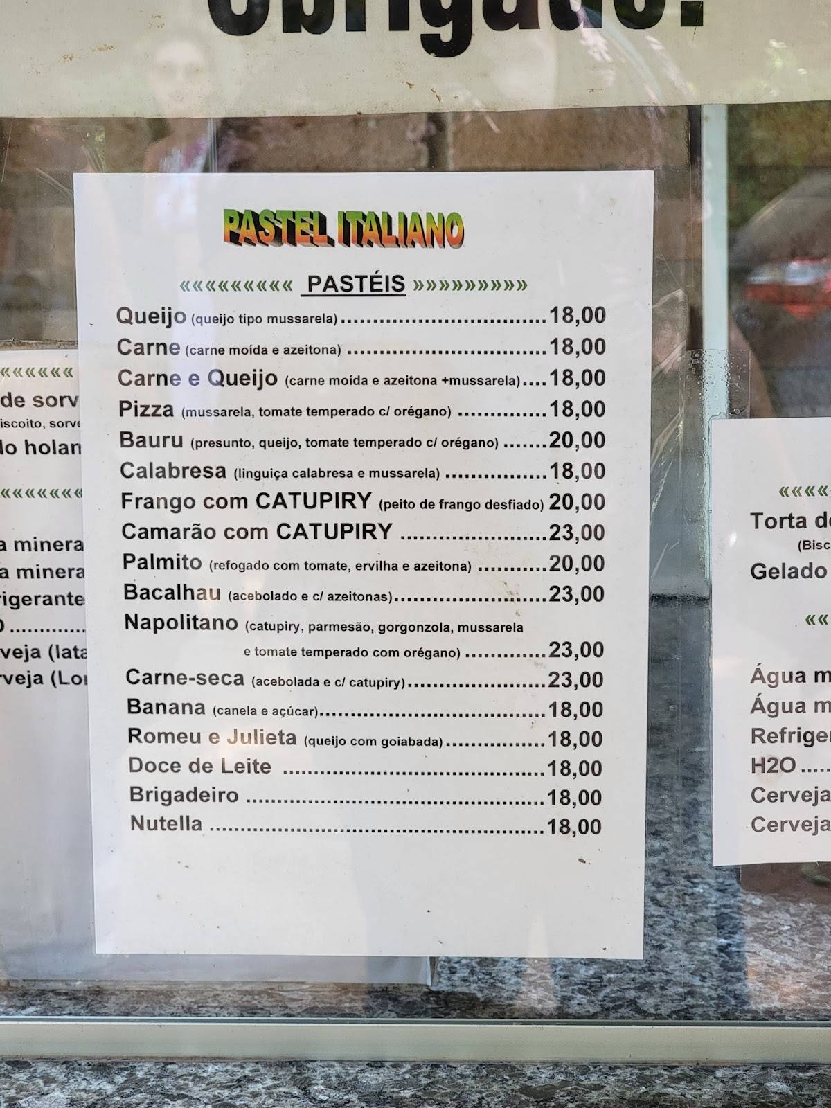 PASTEL ITALIANO cardápio