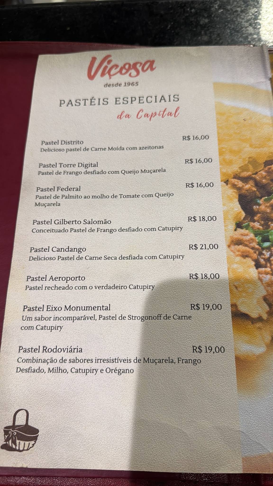 Pastelaria Viçosa cardápio