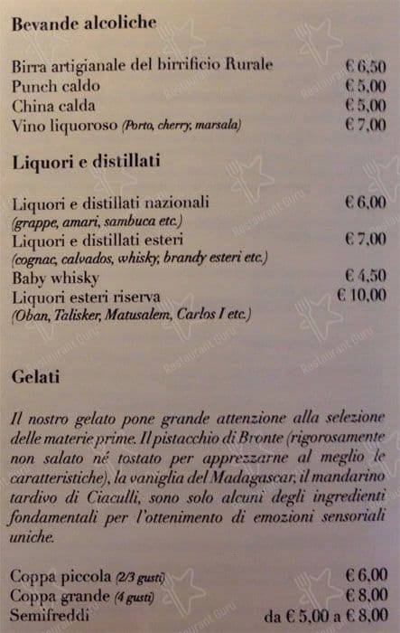 Menu di Pasticceria Cucchi 