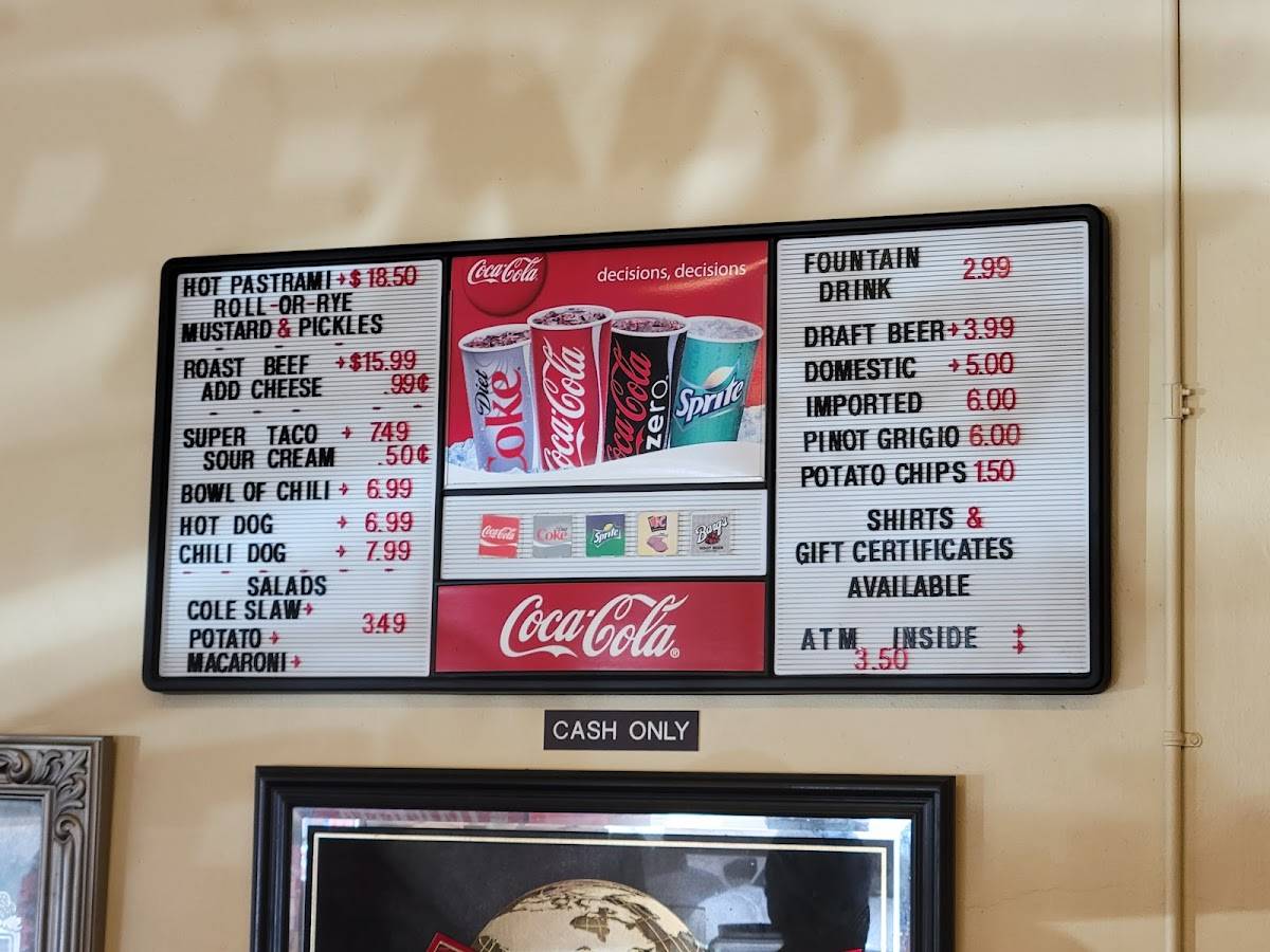 Menu at Pastrami Dan's restaurant, Naples
