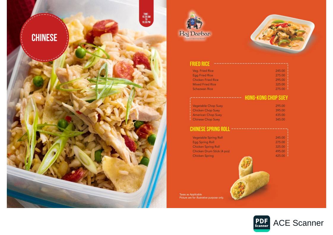 Rajdarbar family Restaurant menu