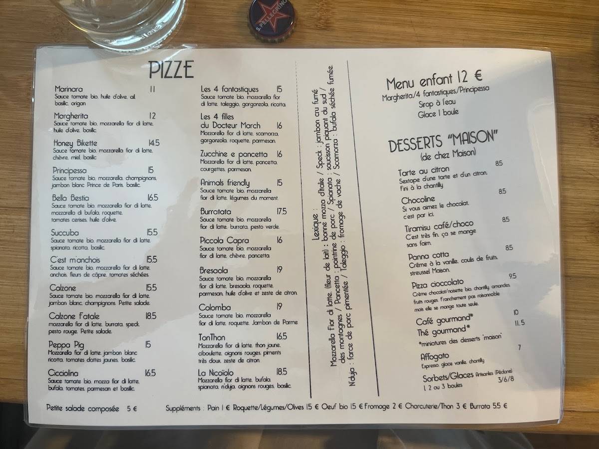 Menu de Pazzia