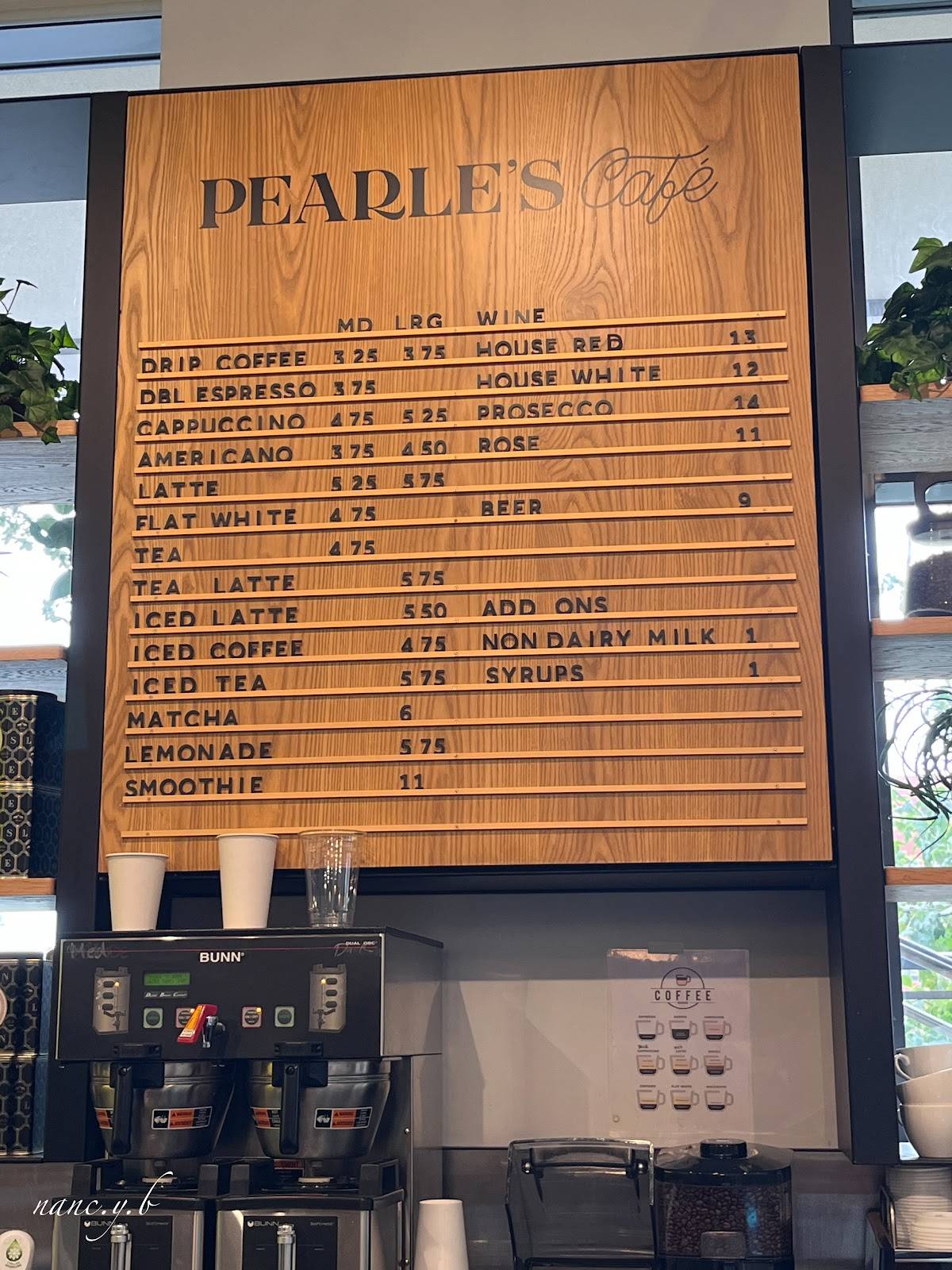 Menu at Pearle's Cafe, Burlington