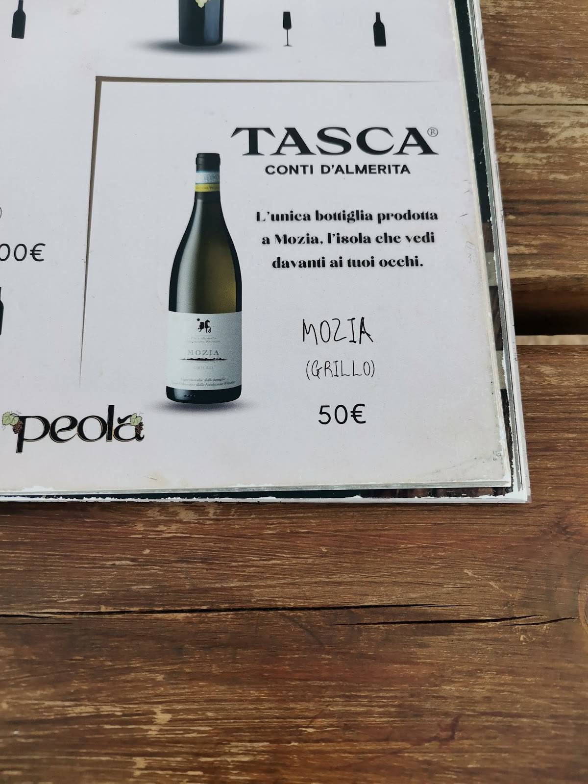 Menu di Peola Stagnone 