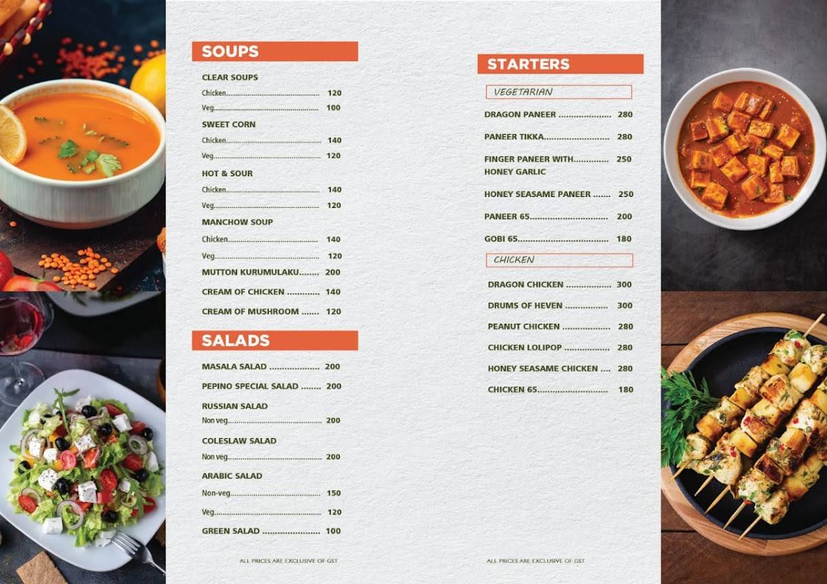 Pepino Restaurant & Caterers menu