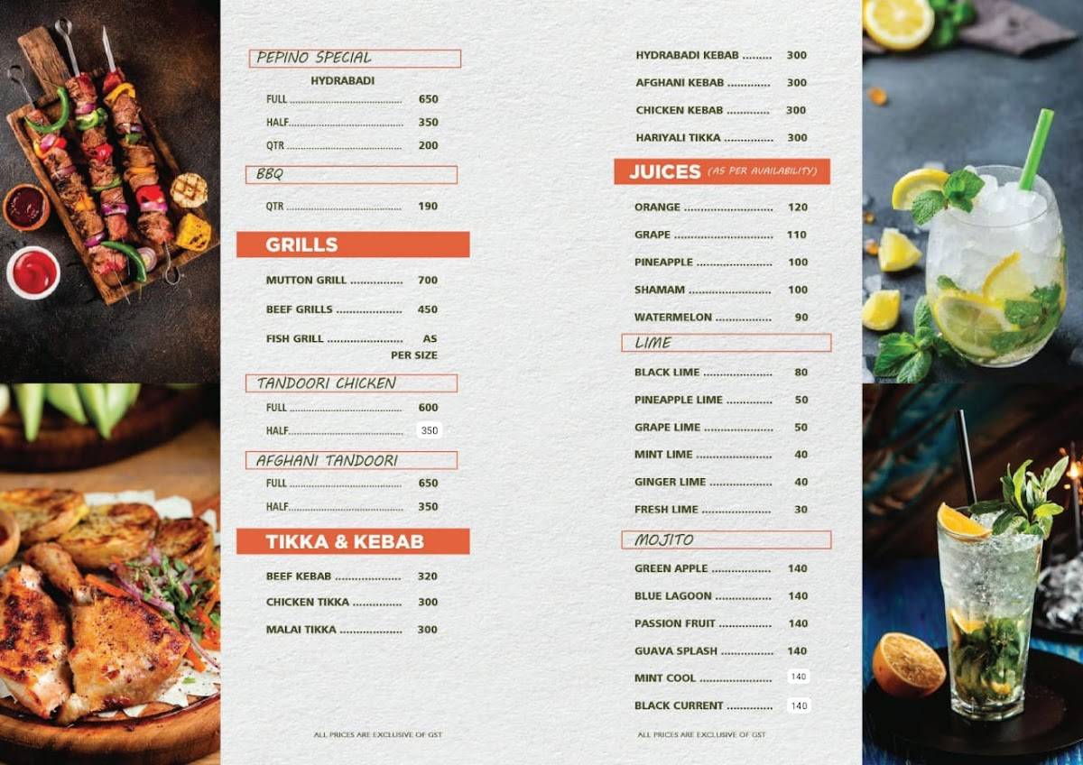 Pepino Restaurant & Caterers menu