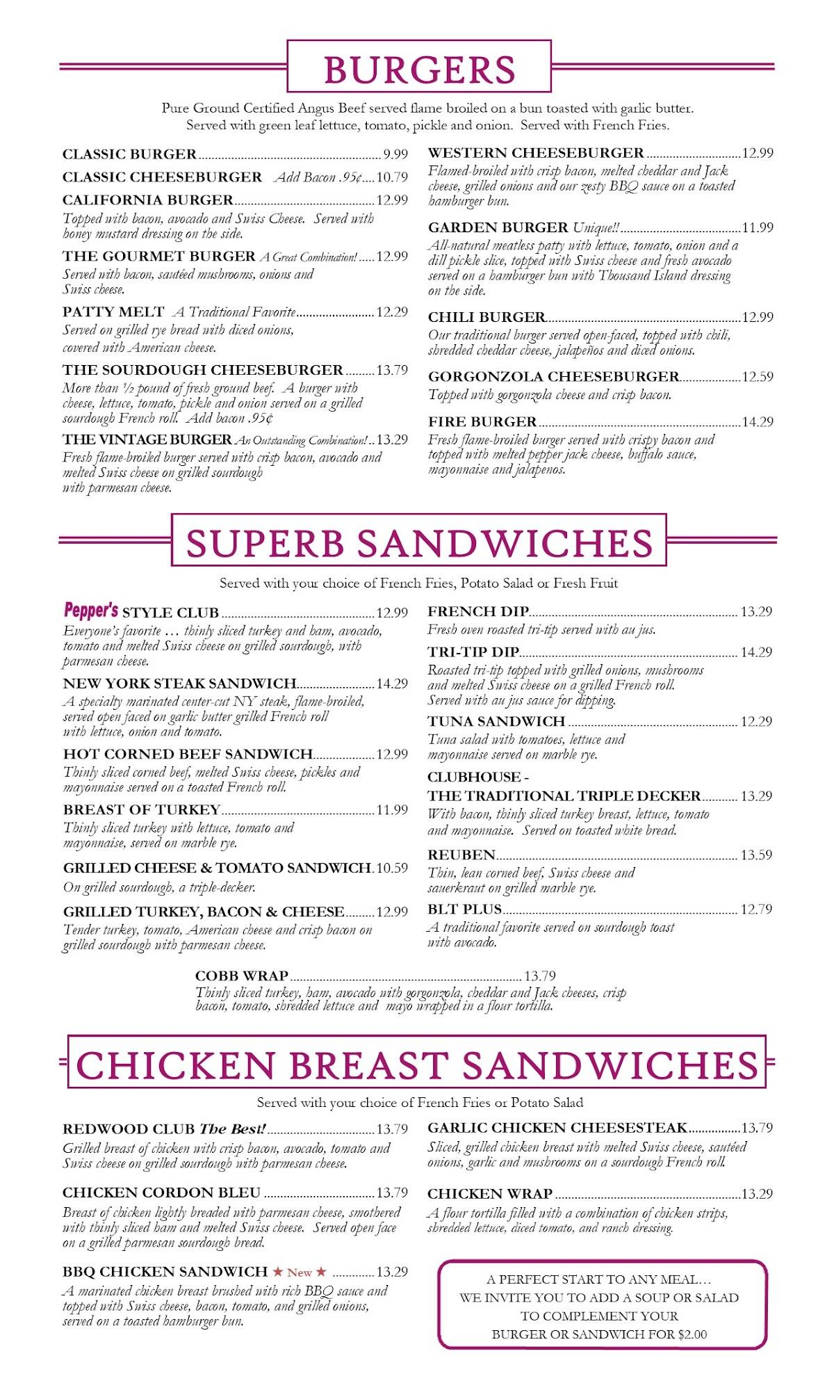 Menu at Pepper's Arcata restaurant, Arcata, Valley W Blvd 1