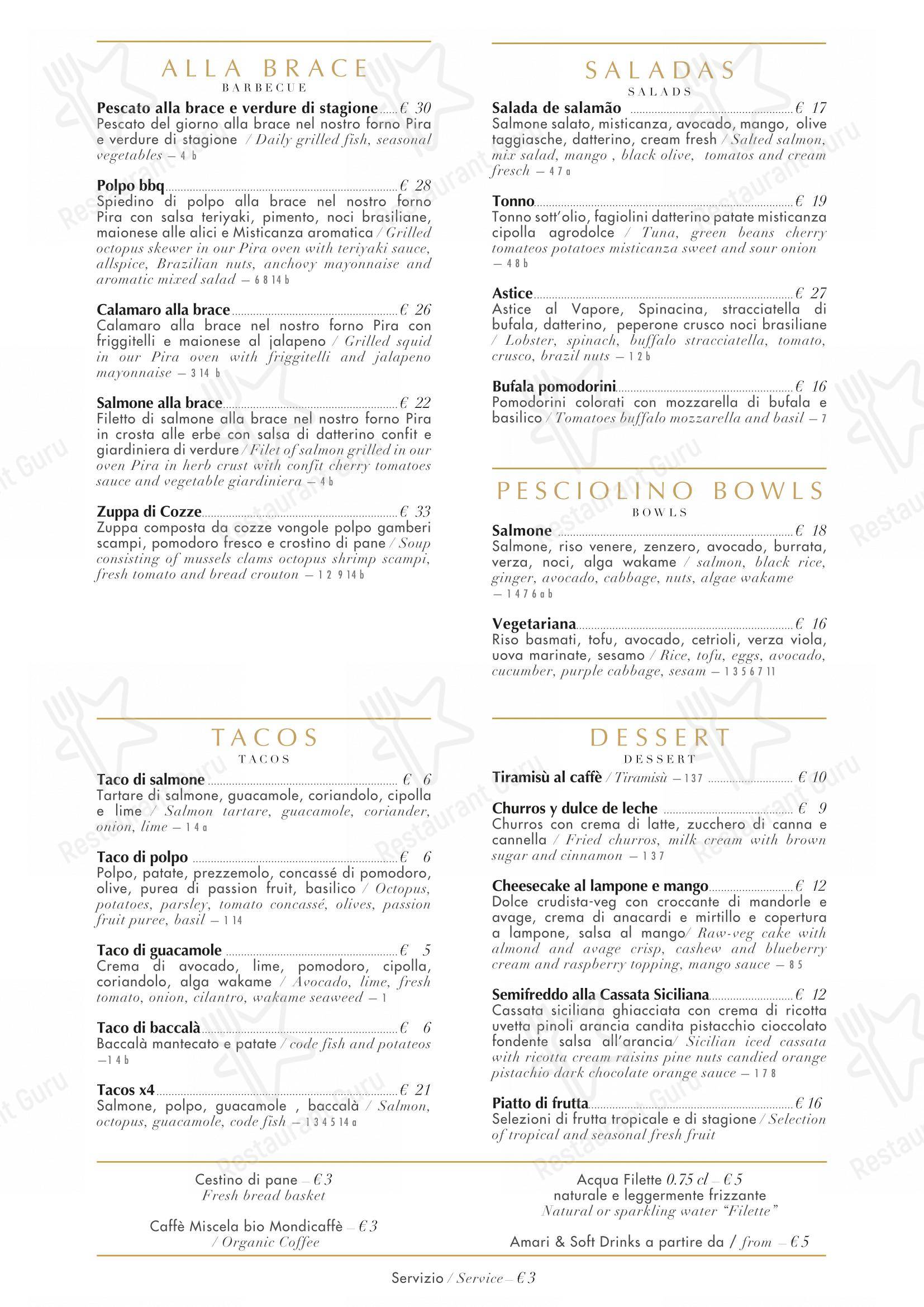 Menu di Ristorante Pesciolino - Menu