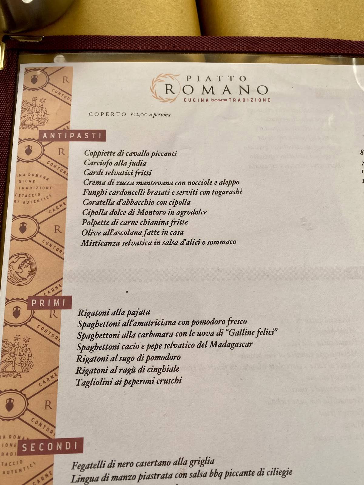 Menu di Piatto Romano 