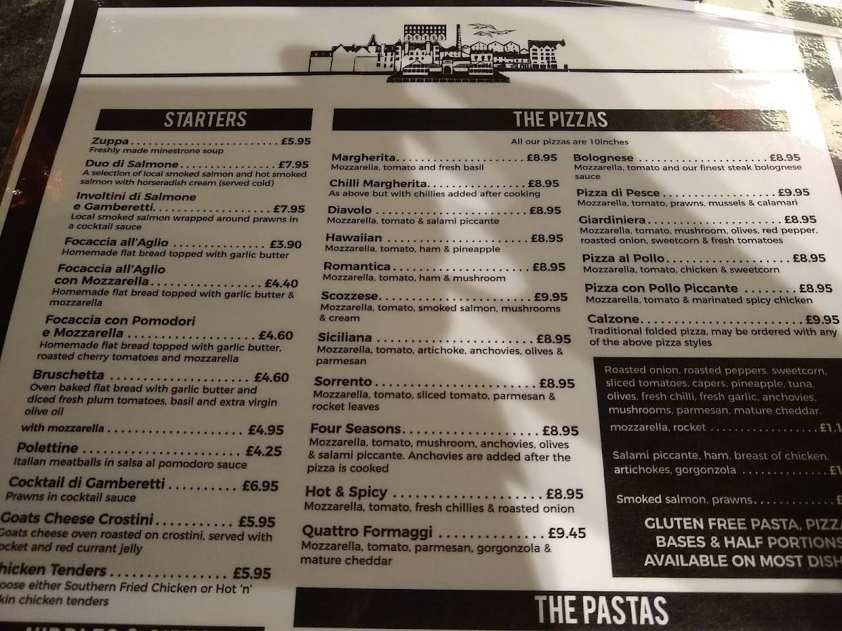 Menu at Piazza pizzeria, Oban