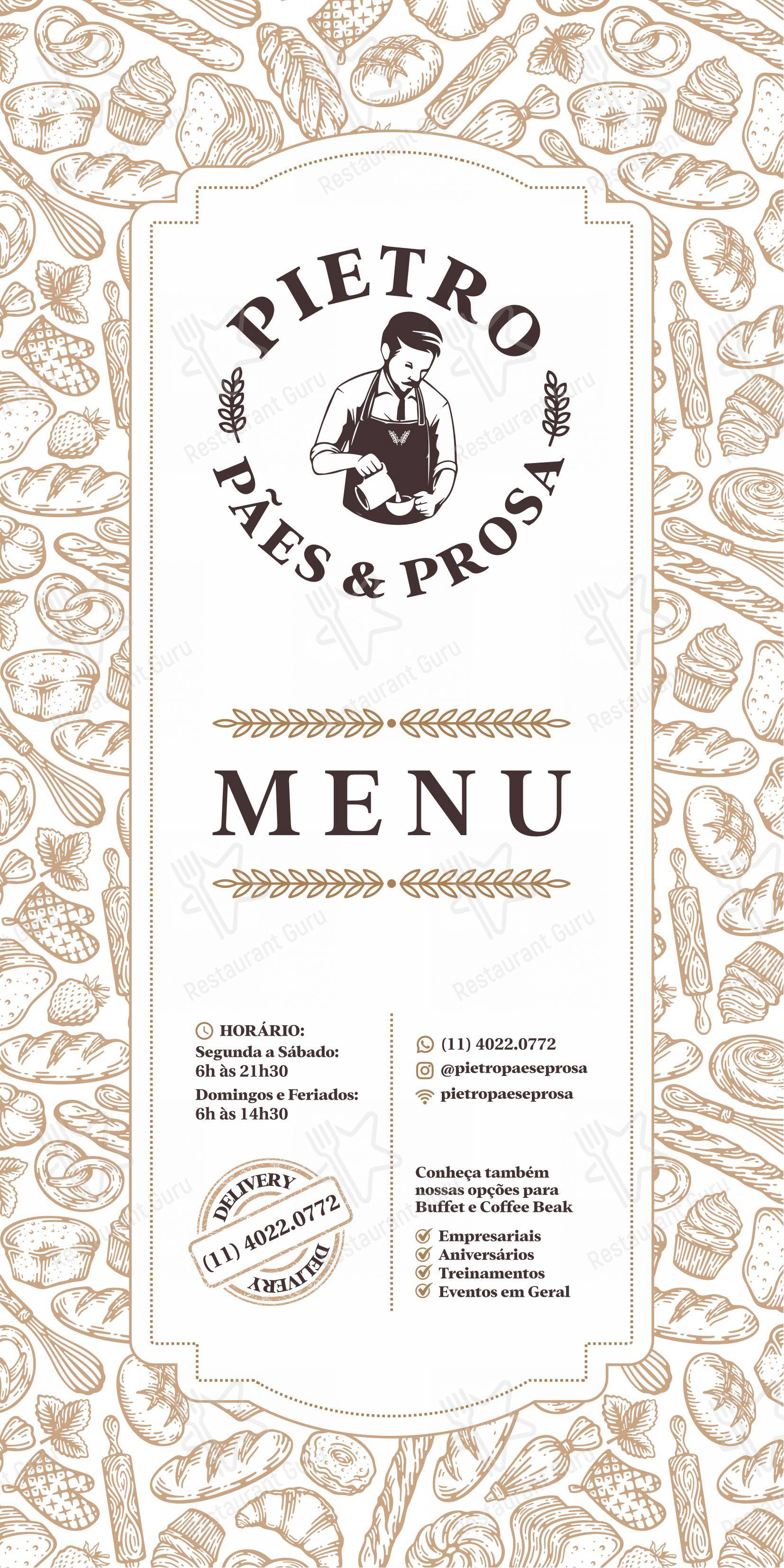 Menu para Pietro Pães e Prosa Itu
